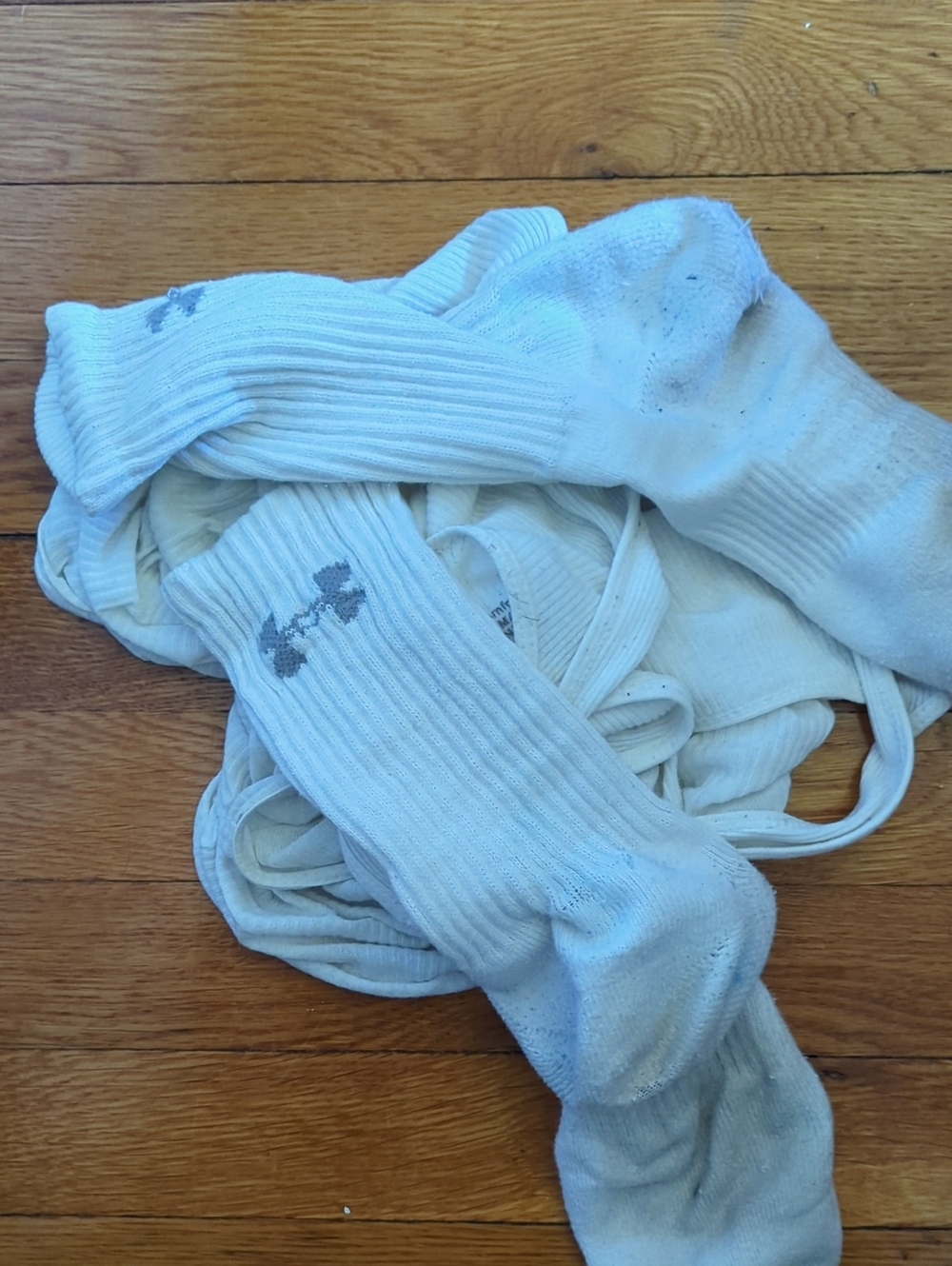 Under Armour White Athletic Crew Socks with Gray Logo